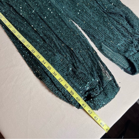 Zara Sequined Sheer Balloon Pants Elastic Waist Size Small Green Club Night NWT - Picture 12 of 16